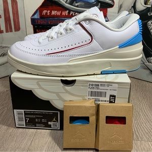Nike Air Jordan 2 Low Retro UNC to Chicago Women 7 White Blue Red DX4401-164 NEW